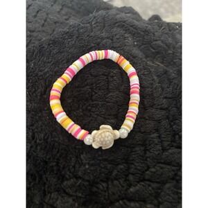 Colorful Coral/White/pink/yellow With Sea Turtle Charm Clay Bead Bracelets